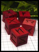 Dice : Dice - 6D - Wood Runic Woodburned Handmade - JA Collection Mar 2024